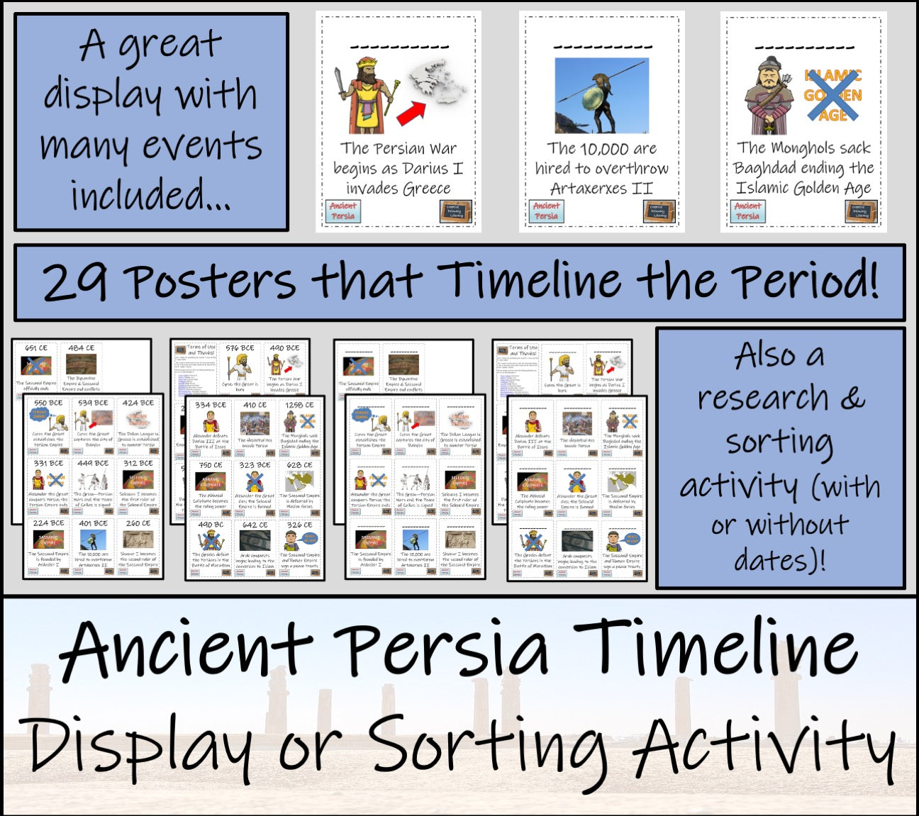 Ancient Persia Timeline Display Research and Sorting Activity