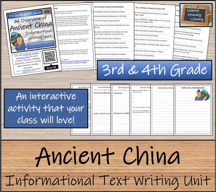 Ancient China Display Timeline Close Reading & Writing Bundle | 3rd & 4th Grade