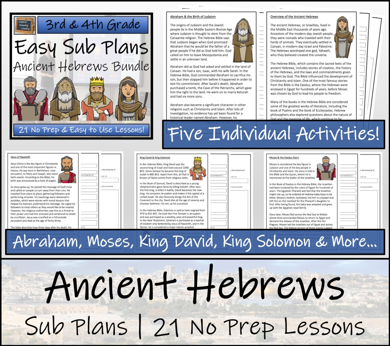 Emergency Sub Plans | Ancient Hebrews Bundle | 3rd Grade & 4th Grade