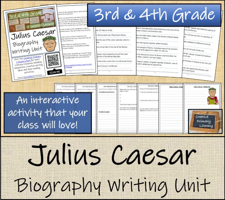 Julius Caesar Close Reading & Biography Bundle | 3rd Grade & 4th Grade