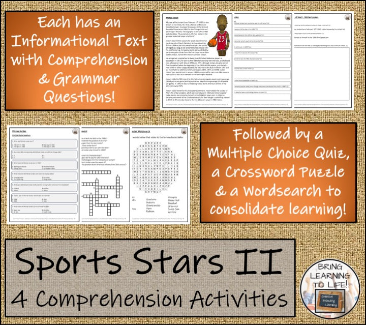 Sport Stars Volume 2 Close Reading Comprehension Bundle | 5th Grade & 6th Grade