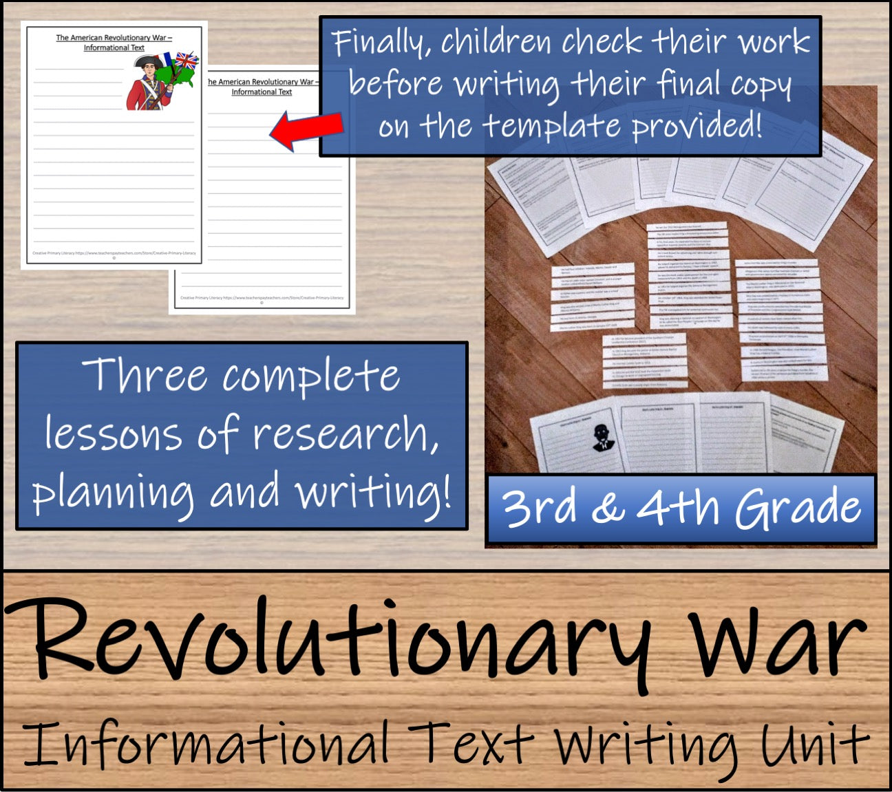 American Revolutionary War Informational Writing Unit | 3rd Grade & 4th Grade