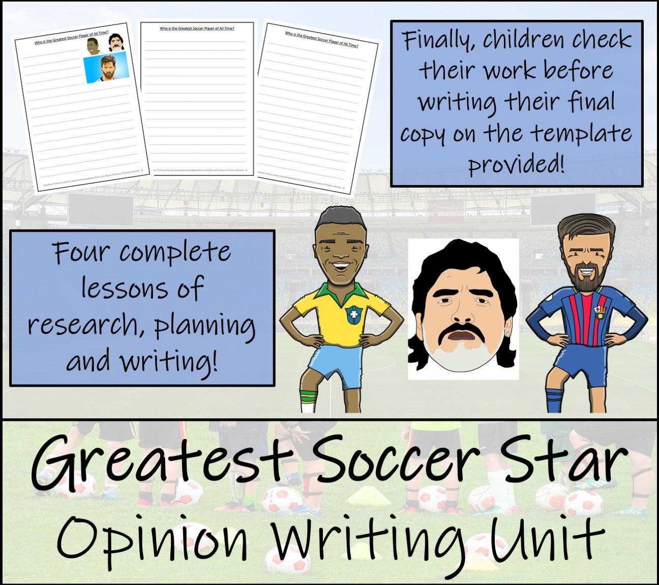 Greatest Soccer Player Opinion Writing Unit | 3rd Grade & 4th Grade