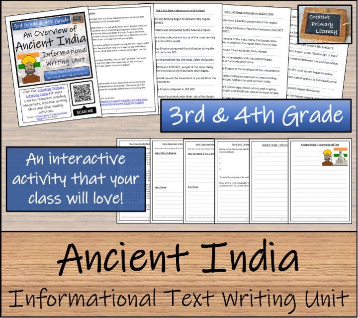 Ancient India Close Reading & Informational Writing Bundle | 3rd & 4th Grade