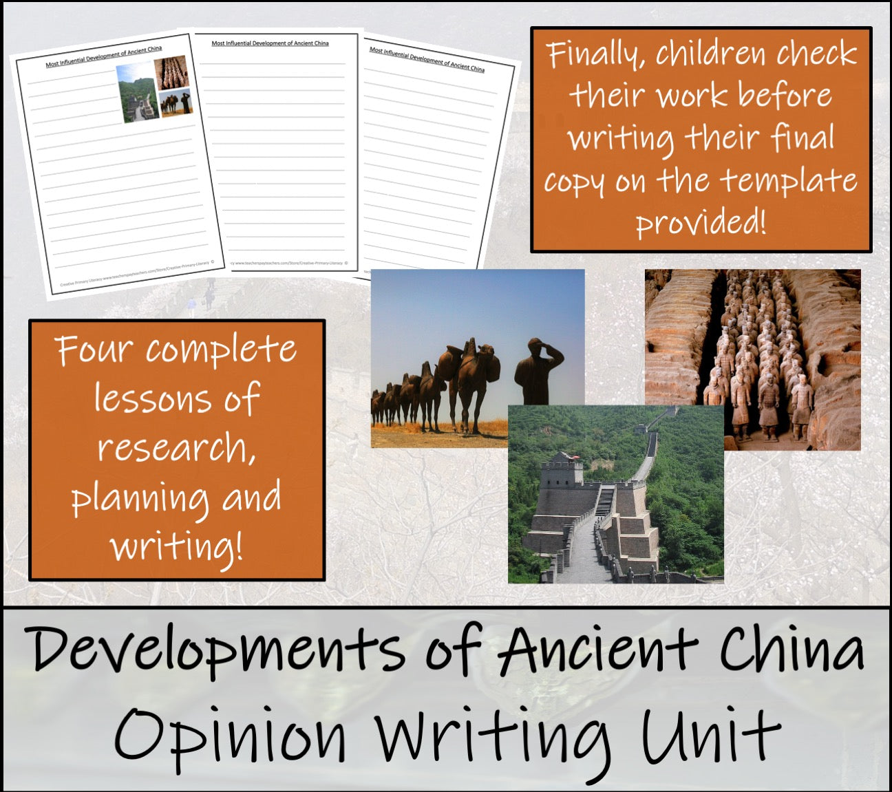 Greatest Development of Ancient China Opinion Writing Unit | 3rd & 4th Grade