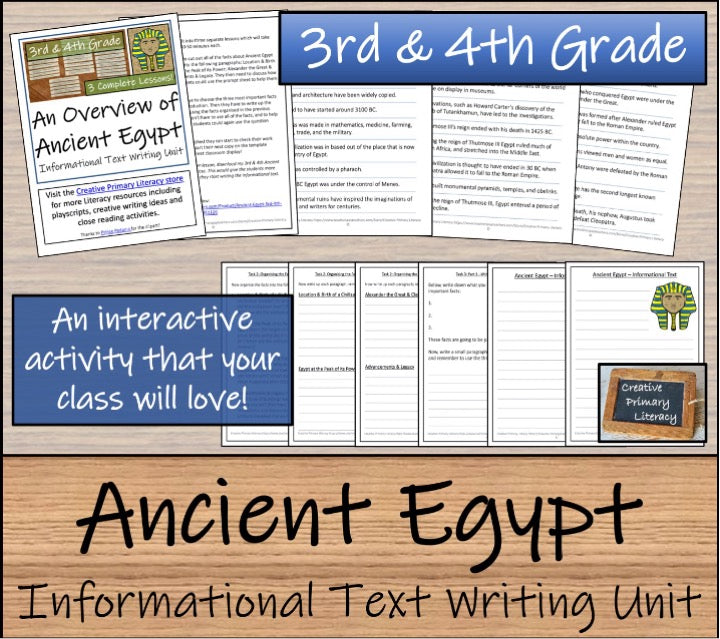 Ancient Egypt Close Reading & Informational Writing Bundle | 3rd Grade & 4th Grade