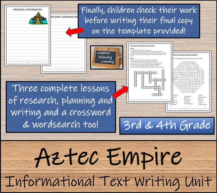 Aztec Empire Informational Writing Unit | 3rd Grade & 4th Grade