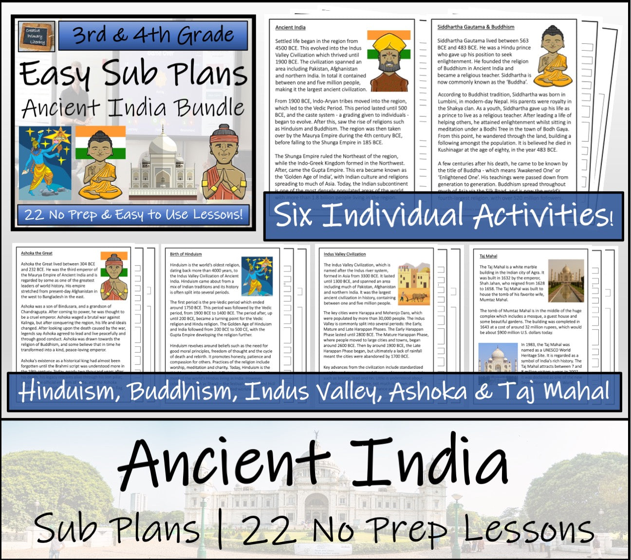 Emergency Sub Plans | Ancient India Bundle | 3rd Grade & 4th Grade