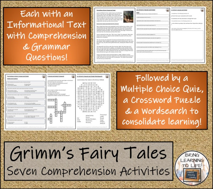 Grimm's Fairy Tales Reading Comprehension Bundle | 5th Grade & 6th Grade