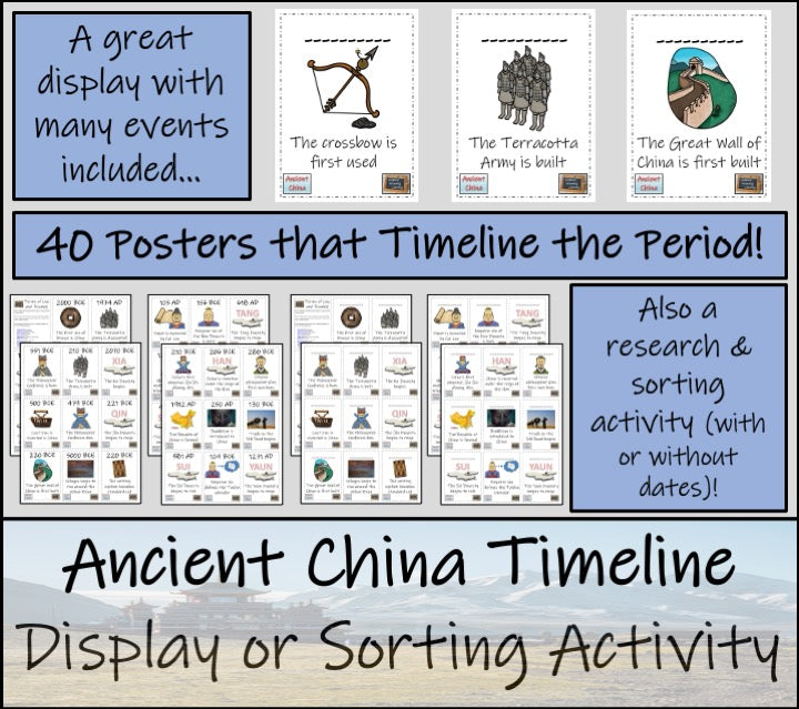 Ancient China Timeline Display Research and Sorting Activity