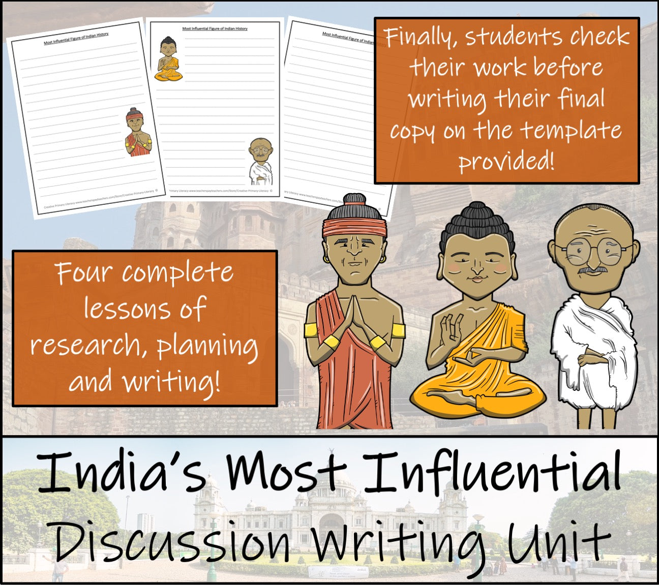 Most Influential Figure of India Opinion Writing Unit | 5th Grade & 6th Grade