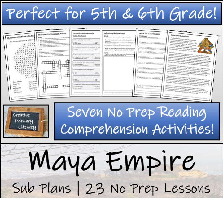 Emergency Sub Plans | Maya Empire Bundle | 5th Grade & 6th Grade