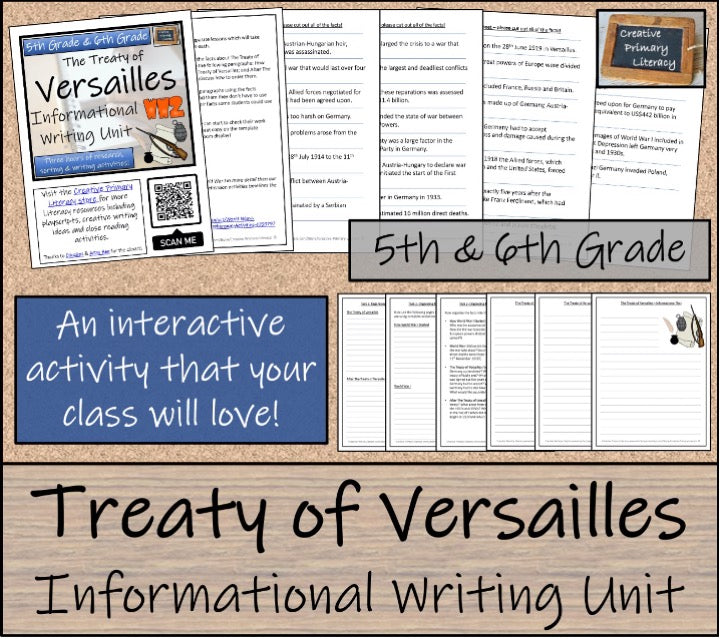 Treaty of Versailles Close Reading & Informational Writing Bundle 5th & 6th Grade