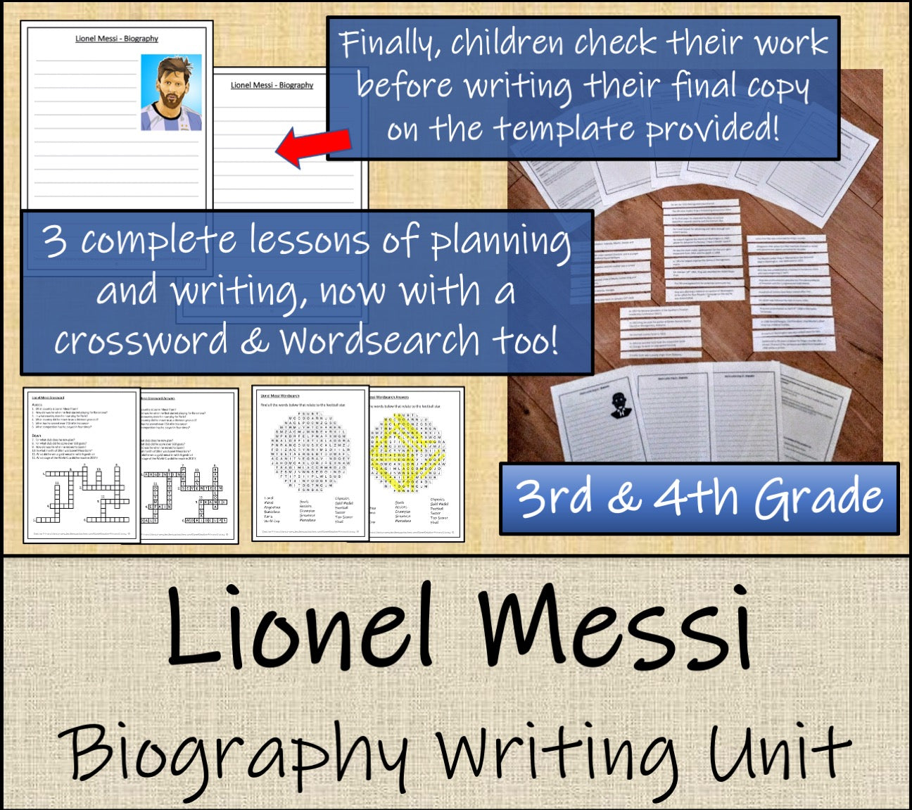 Lionel Messi Biography Writing Unit | 3rd Grade & 4th Grade