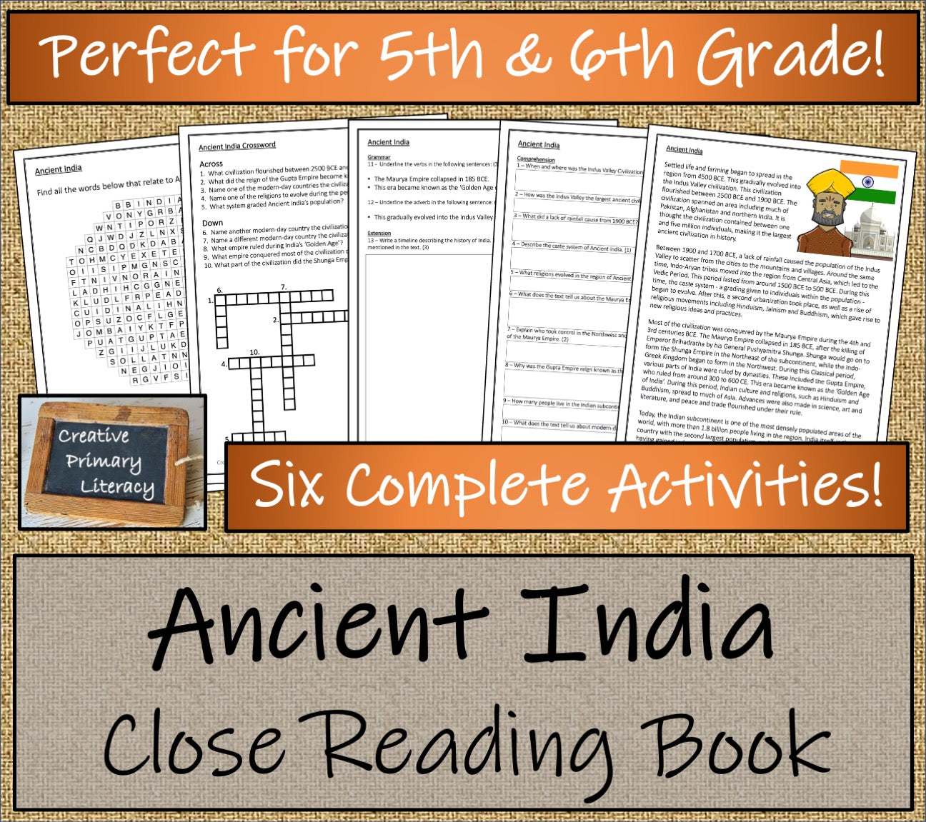 Ancient India Close Reading Comprehension Book | 5th Grade & 6th Grade