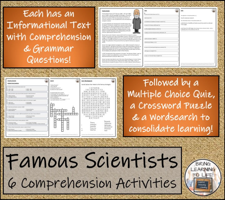 Famous Scientists Close Reading Comprehension Bundle | 5th & 6th Grade