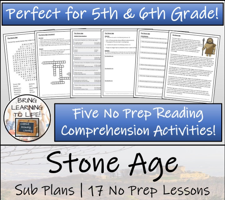 Emergency Sub Plans | Stone Age Bundle | 5th Grade & 6th Grade