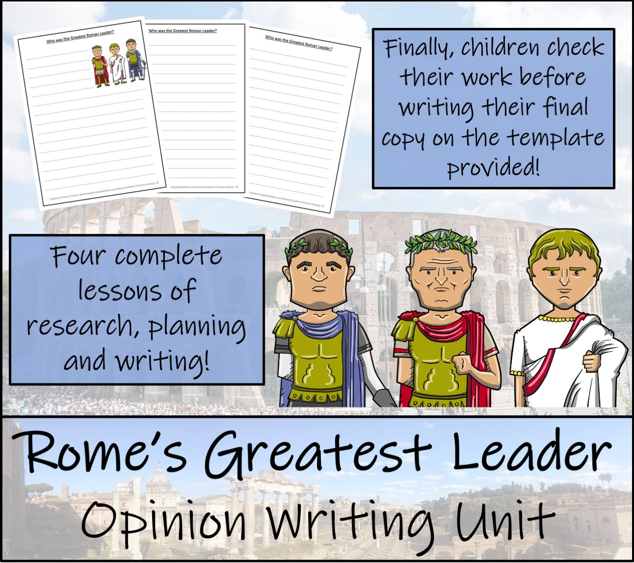 Ancient Rome's Greatest Leader Opinion Writing Unit | 3rd Grade & 4th Grade