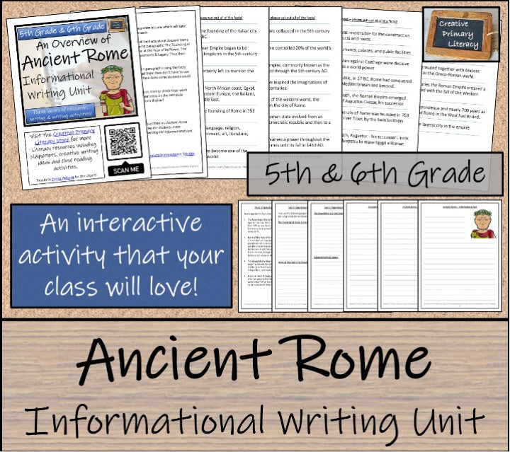 Ancient Rome Close Reading & Informational Writing Bundle 5th Grade & 6th Grade