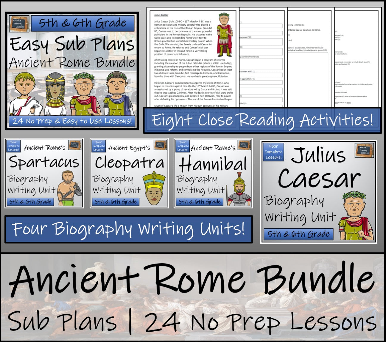 Emergency Sub Plans | Ancient Rome Bundle | 5th Grade & 6th Grade