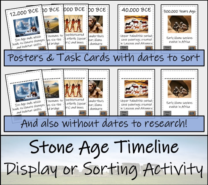 Stone Age Timeline Display Research and Sorting Activity