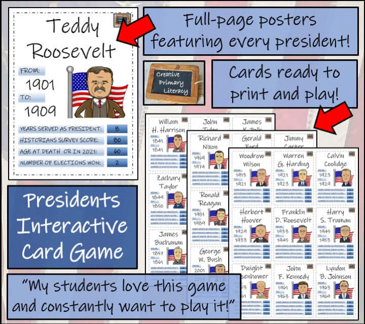 American Presidents Trading Cards Game & Timeline Activity