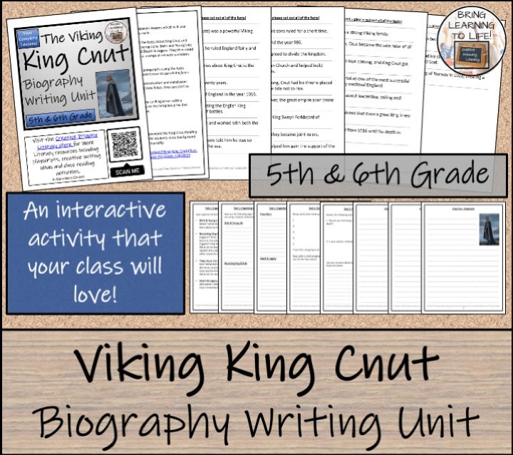 King Cnut Close Reading & Biography Bundle | 5th Grade & 6th Grade