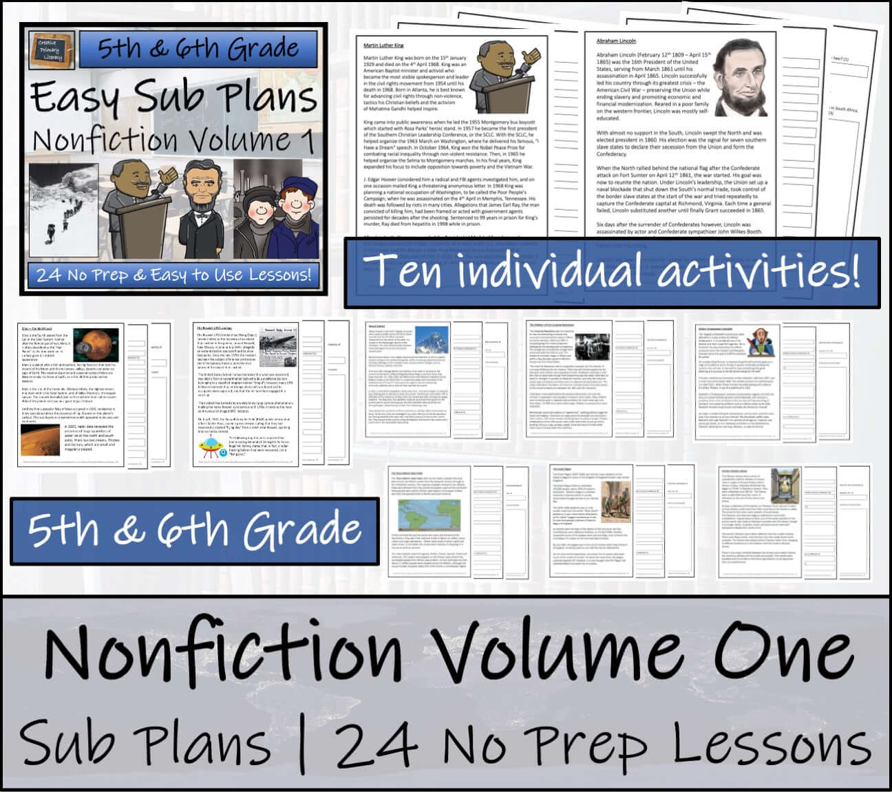 Emergency Sub Plans: Non-Fiction Bundle | 5th–6th Grade