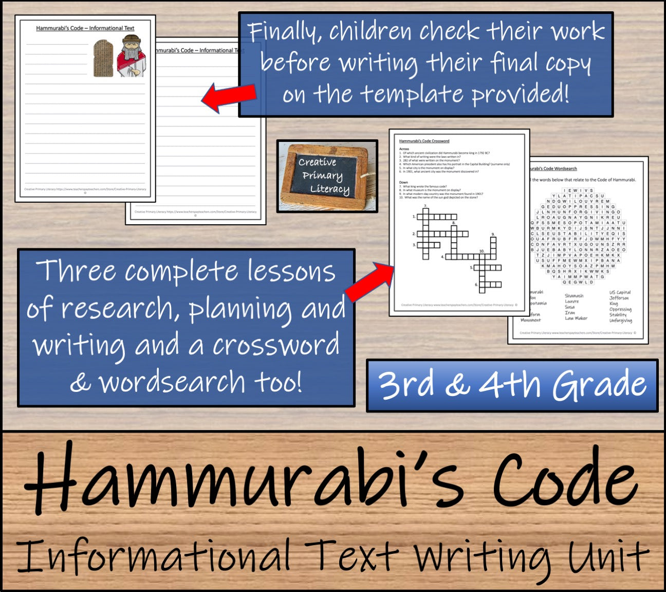 Hammurabi's Code Informational Writing Unit | 3rd Grade & 4th Grade