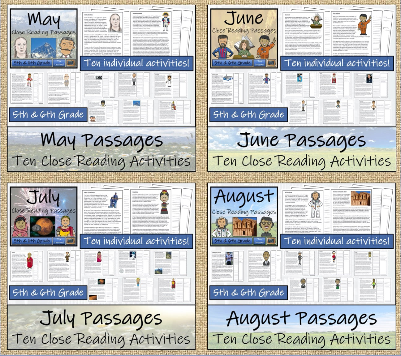 Full Year Close Reading Comprehension Book Bundle | 5th Grade & 6th Grade