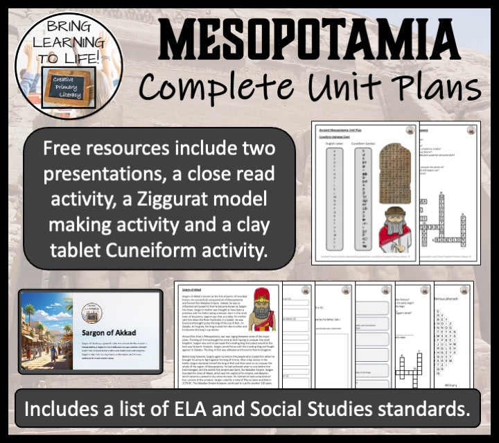 Ancient Mesopotamia Unit Plans | 5th Grade or 6th Grade