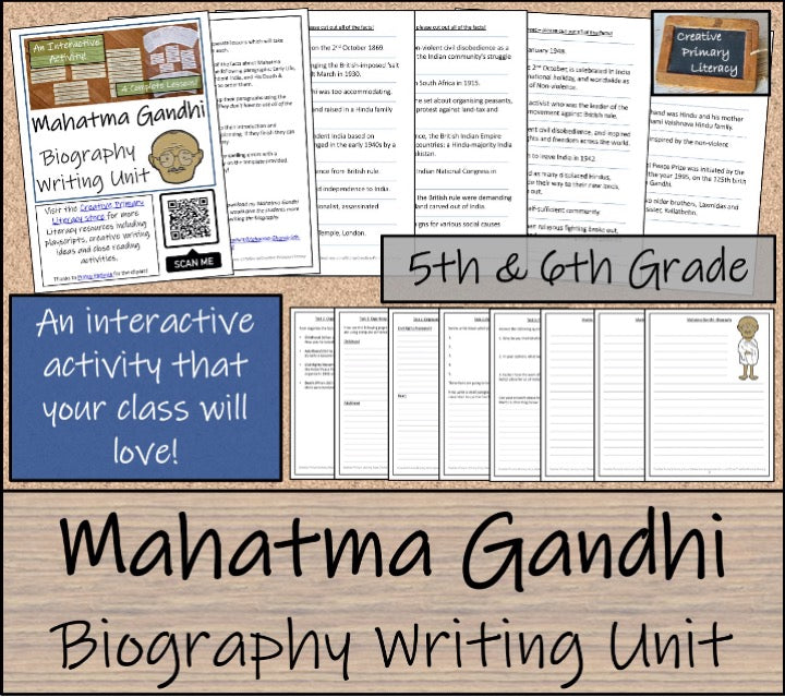 Mahatma Gandhi Close Reading & Biography Bundle | 5th Grade & 6th Grade