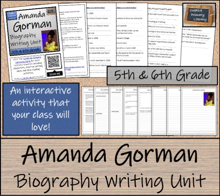 Amanda Gorman Close Reading & Biography Bundle | 5th Grade & 6th Grade