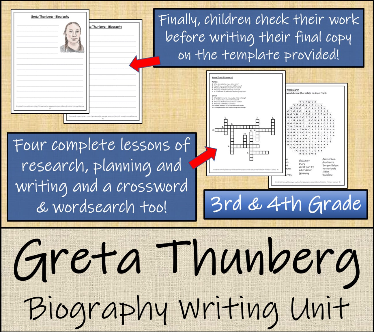 Greta Thunberg Biography Writing Unit | 3rd Grade & 4th Grade