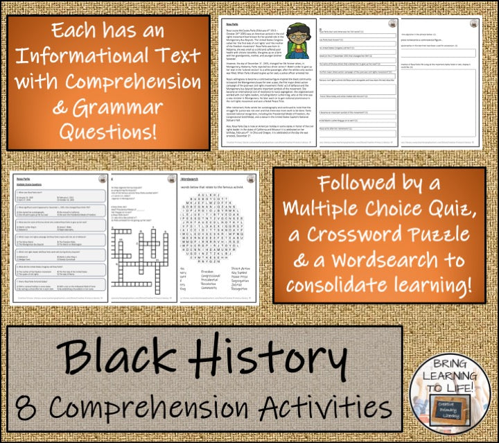 Black History Close Reading Comprehension Activity Bundle | 5th & 6th Grade