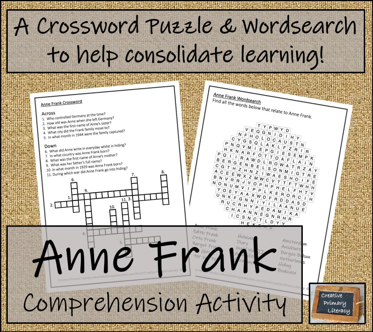 Anne Frank Biography Writing Unit | 5th Grade & 6th Grade