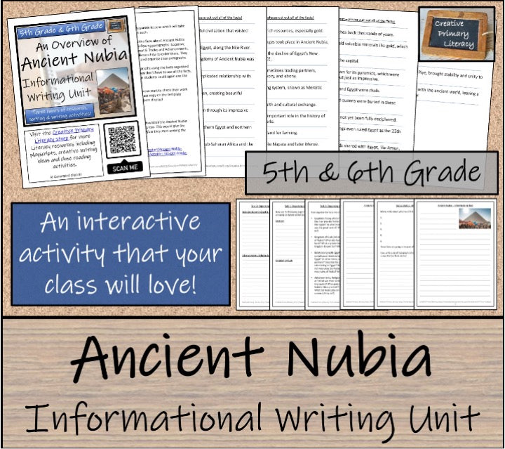 Ancient Nubia Display Sorting Close Reading & Writing Bundle 5th & 6th Grade