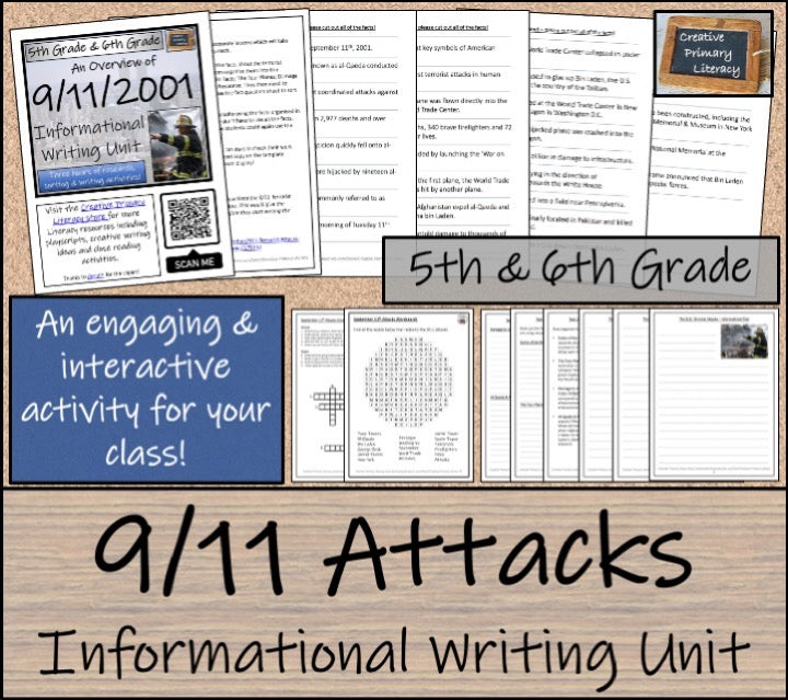 9/11 Attacks Close Reading & Informational Writing Bundle | 5th & 6th Grade