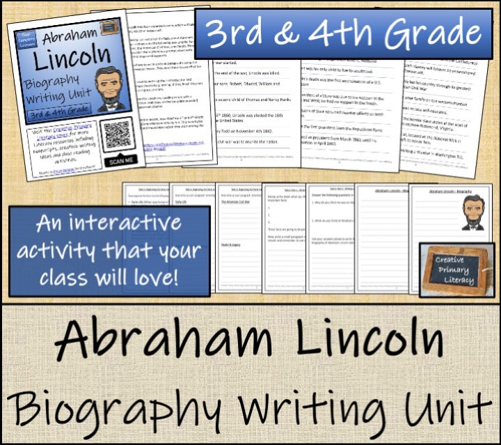 Abraham Lincoln Close Reading & Biography Bundle | 3rd Grade & 4th Grade