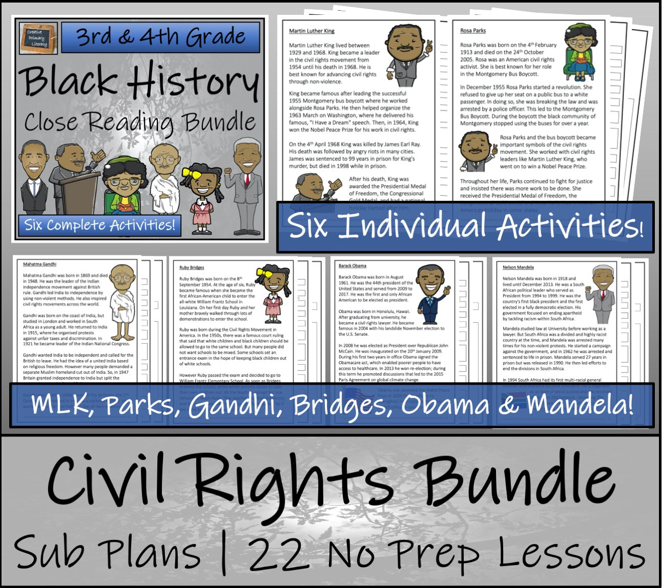 Emergency Sub Plans | Civil Rights Bundle | 3rd Grade & 4th Grade