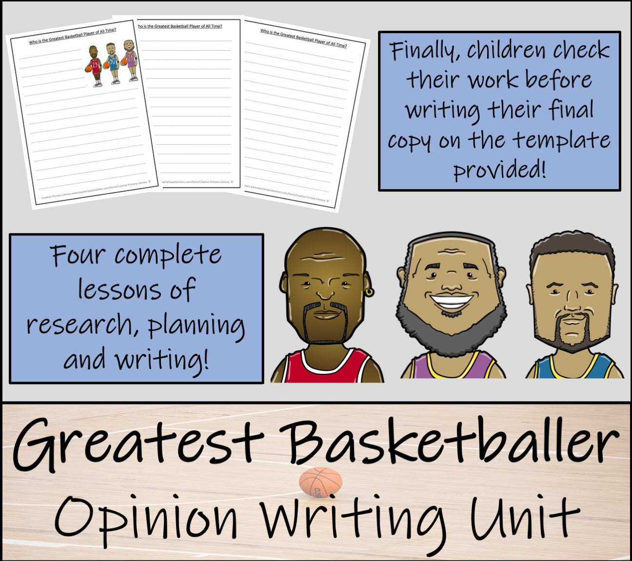 Greatest Basketball Player Opinion Writing Unit | 3rd Grade & 4th Grade