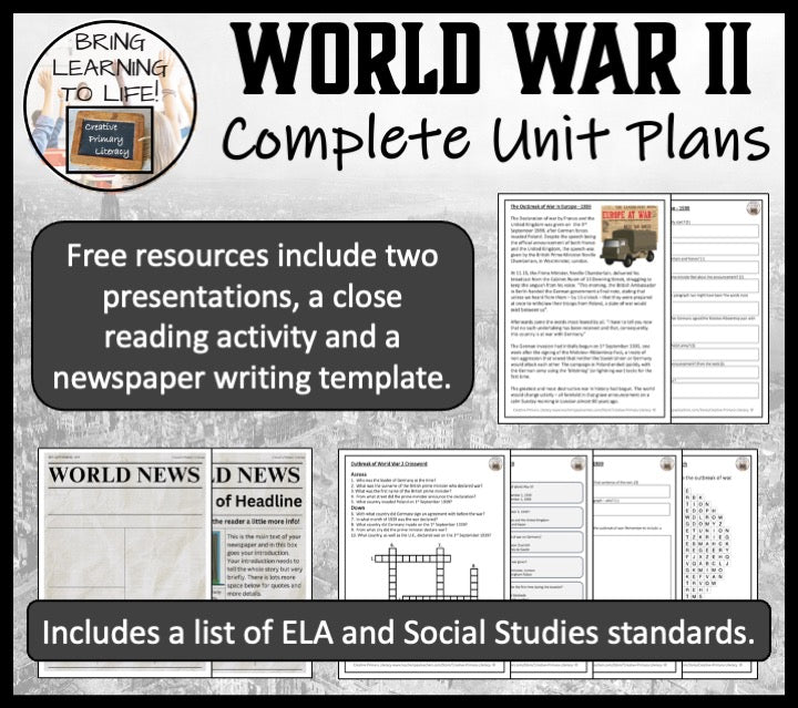 World War II Unit Plans | 5th Grade or 6th Grade