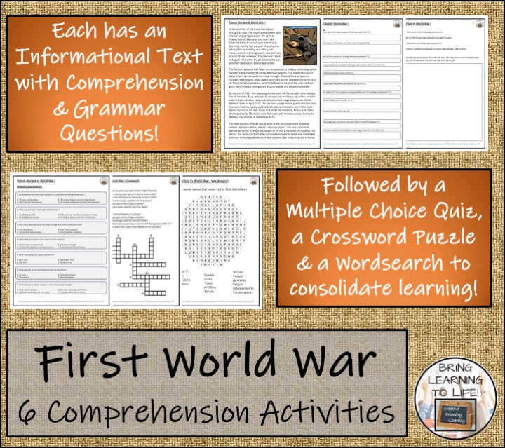 First World War Close Reading Comprehension Bundle | 5th Grade & 6th Grade