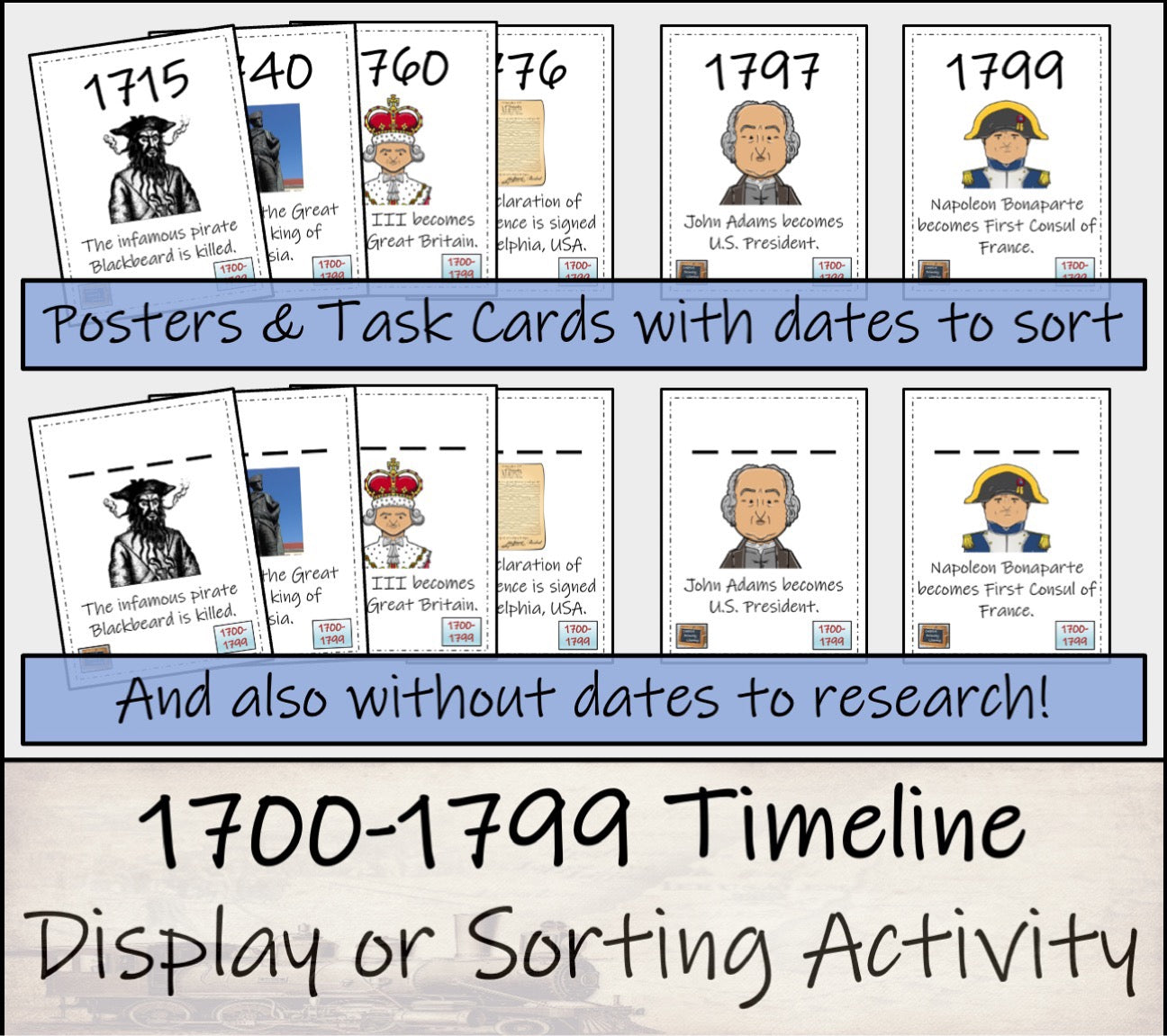 1600-1999 Timeline Display and Sorting Activity Bundle | Four Complete Timelines