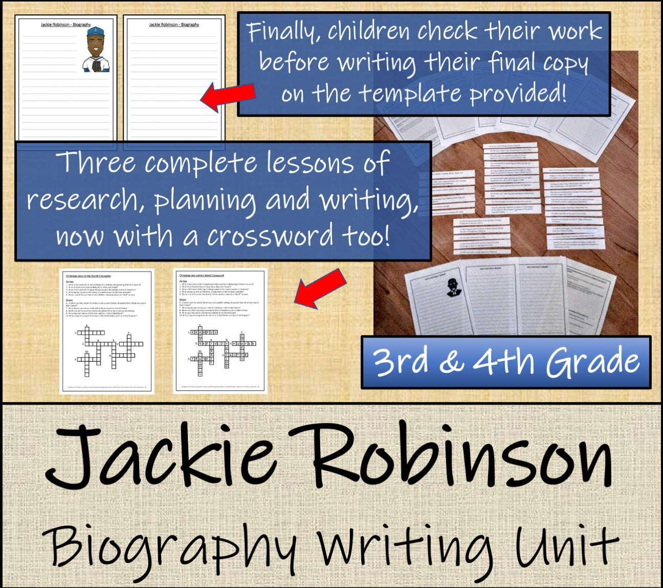 Jackie Robinson Biography Writing Unit | 3rd Grade & 4th Grade