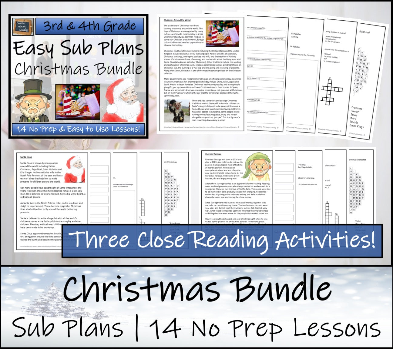 Emergency Sub Plans | Christmas Bundle | 5th Grade & 6th Grade