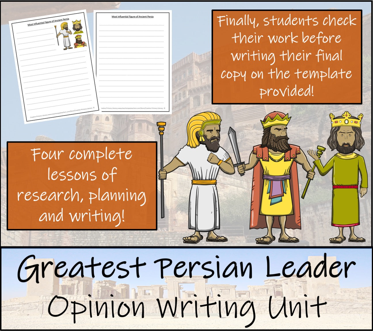 Greatest Leader of Ancient Persia Opinion Writing Unit | 3rd Grade & 4th Grade