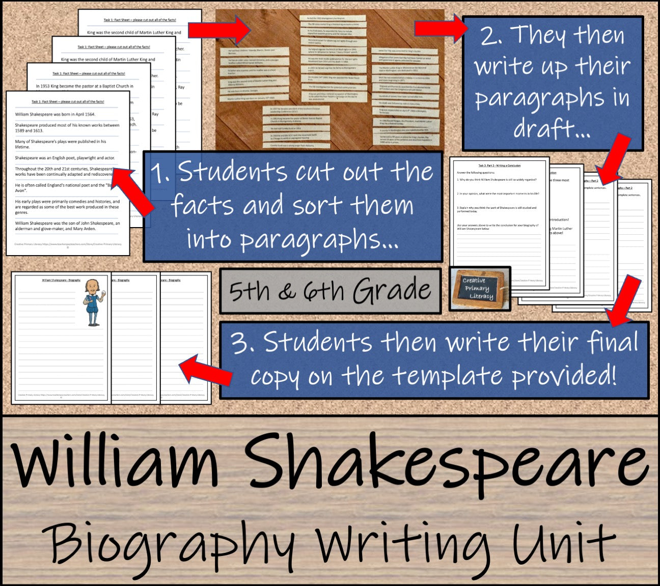 William Shakespeare Biography Writing Unit | 5th Grade & 6th Grade