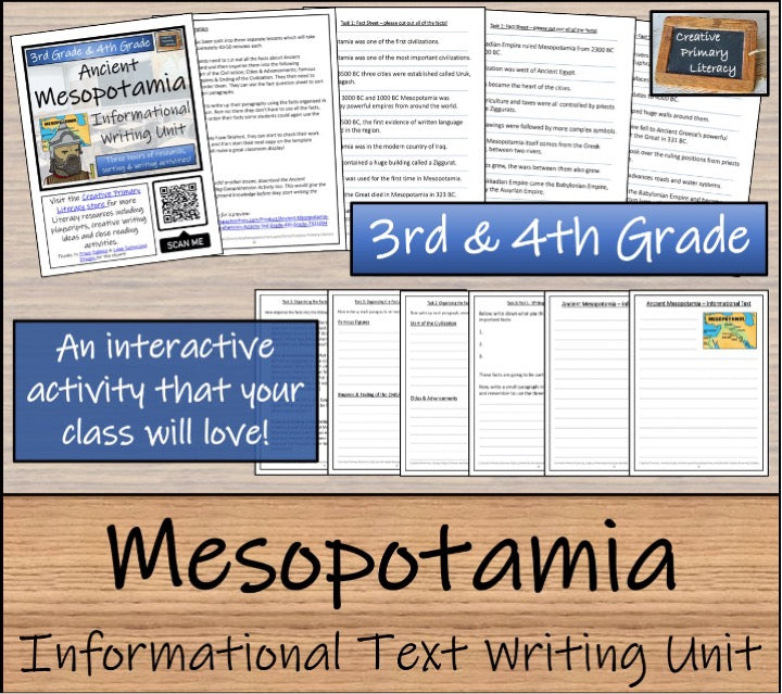 Ancient Mesopotamia Close Reading & Informational Writing Bundle | 3rd & 4th Grade