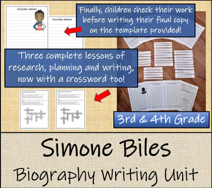 Simone Biles Biography Project & Writing Unit | 3rd Grade & 4th Grade